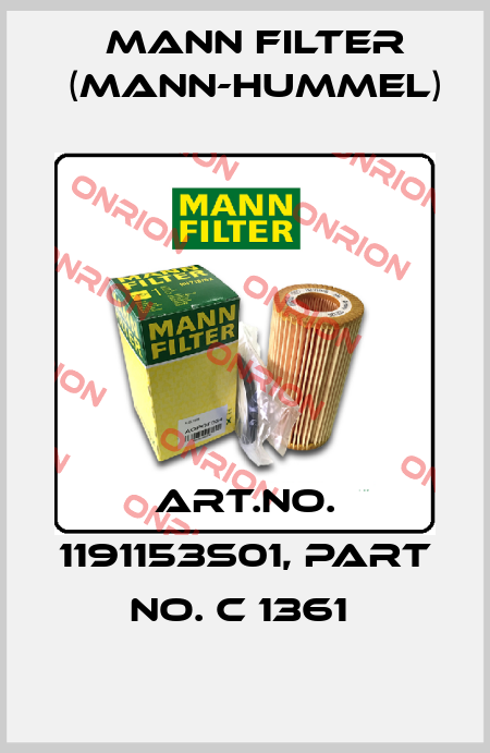 Art.No. 1191153S01, Part No. C 1361  Mann Filter (Mann-Hummel)