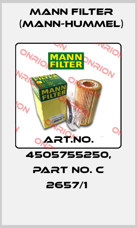 Art.No. 4505755250, Part No. C 2657/1  Mann Filter (Mann-Hummel)