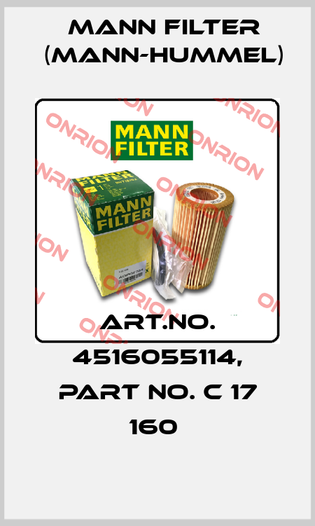 Art.No. 4516055114, Part No. C 17 160  Mann Filter (Mann-Hummel)