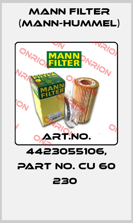Art.No. 4423055106, Part No. CU 60 230  Mann Filter (Mann-Hummel)