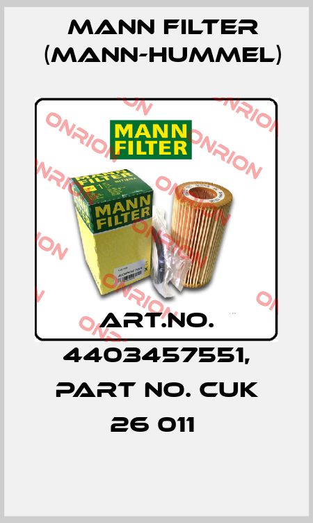 Art.No. 4403457551, Part No. CUK 26 011  Mann Filter (Mann-Hummel)