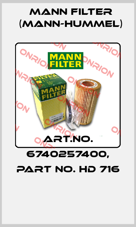 Art.No. 6740257400, Part No. HD 716  Mann Filter (Mann-Hummel)