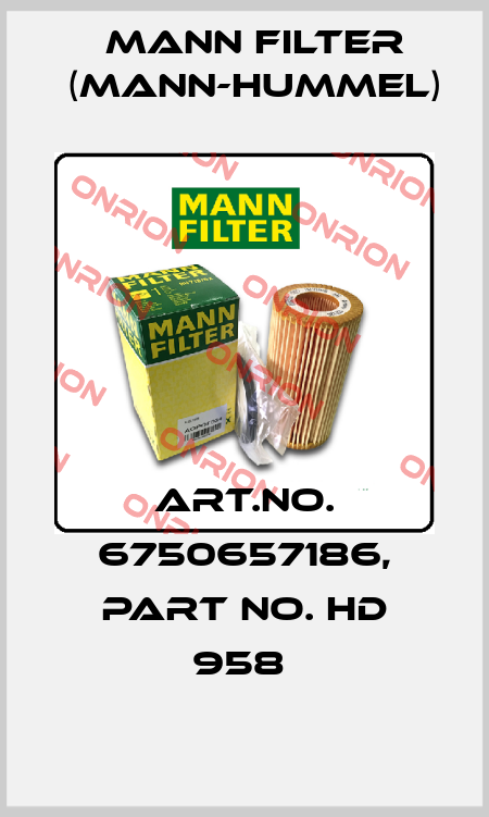 Art.No. 6750657186, Part No. HD 958  Mann Filter (Mann-Hummel)
