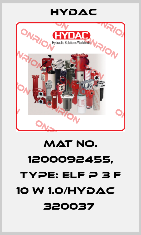 Mat No. 1200092455, Type: ELF P 3 F 10 W 1.0/HYDAC                 320037  Hydac