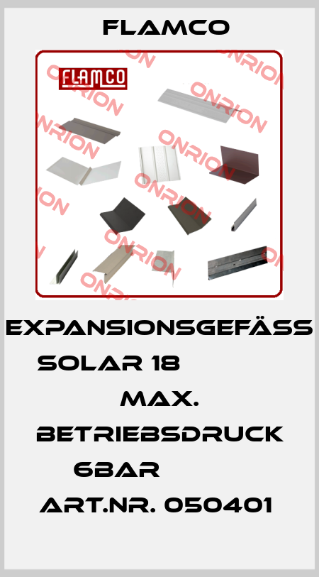 EXPANSIONSGEFÄß SOLAR 18               MAX. BETRIEBSDRUCK   6BAR            ART.NR. 050401  Flamco