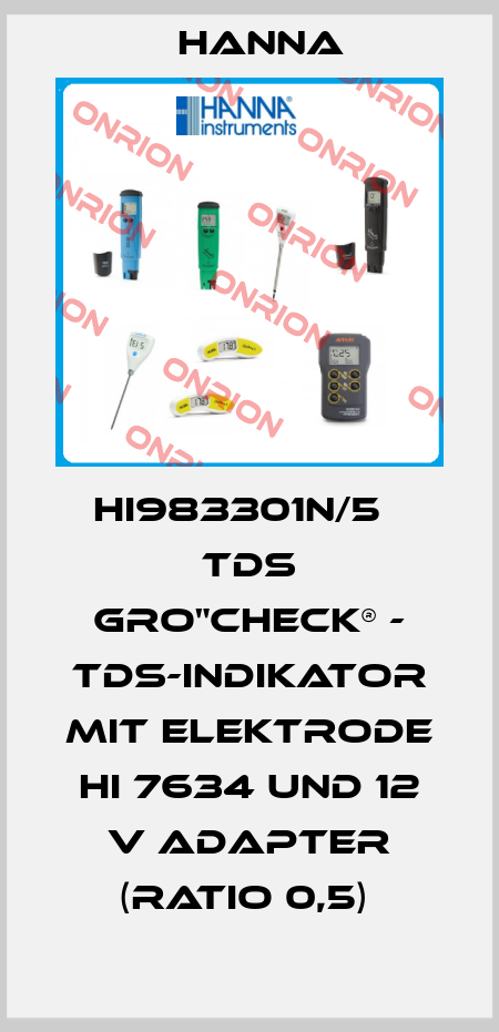 HI983301N/5   TDS GRO"CHECK® - TDS-INDIKATOR MIT ELEKTRODE HI 7634 UND 12 V ADAPTER (RATIO 0,5)  Hanna