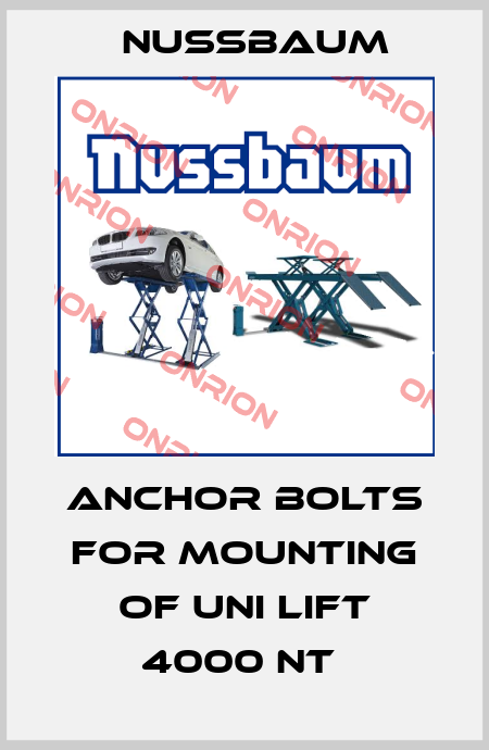 Anchor bolts for mounting of UNI LIFT 4000 NT  Nussbaum