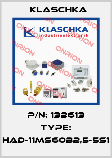P/N: 132613 Type: HAD-11ms60b2,5-5S1 Klaschka