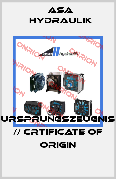 Ursprungszeugnis // Crtificate of Origin ASA Hydraulik