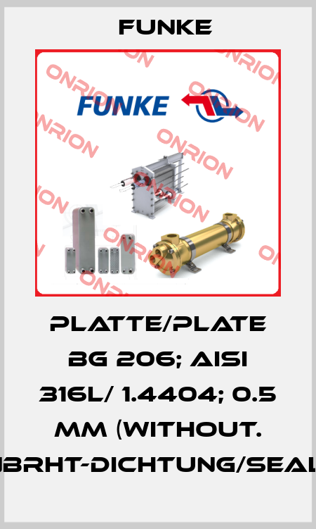Platte/Plate BG 206; AISI 316L/ 1.4404; 0.5 mm (without. NBRHT-Dichtung/Seal) Funke