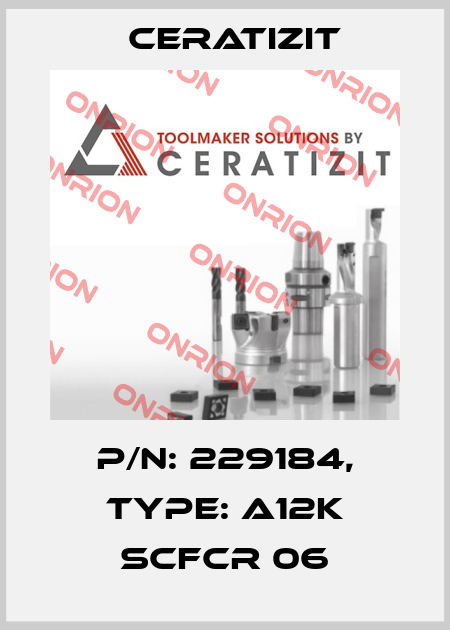 P/N: 229184, Type: A12K SCFCR 06 Ceratizit