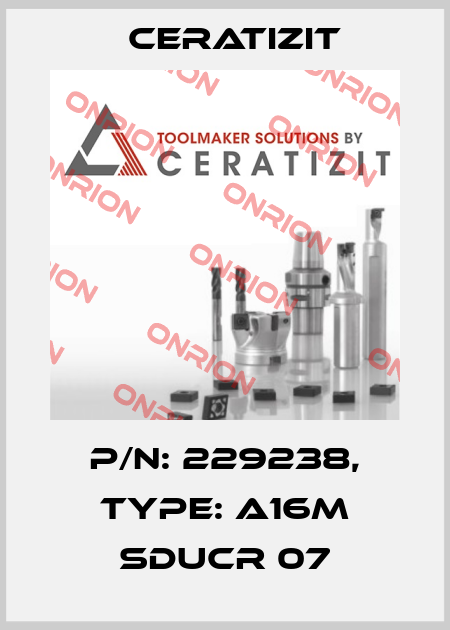 P/N: 229238, Type: A16M SDUCR 07 Ceratizit