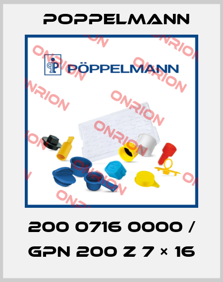 200 0716 0000 / GPN 200 Z 7 × 16 Poppelmann