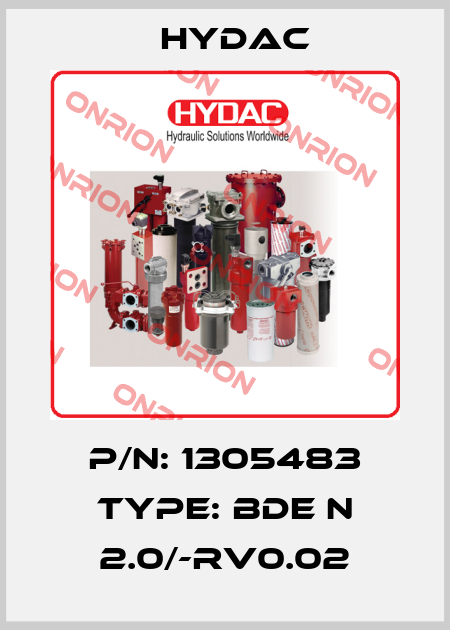 P/N: 1305483 Type: BDE N 2.0/-RV0.02 Hydac