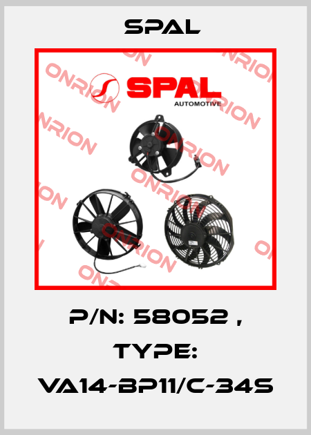P/N: 58052 , Type: VA14-BP11/C-34S SPAL