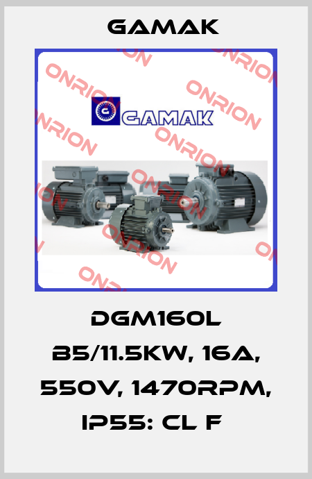 DGM160L B5/11.5KW, 16A, 550V, 1470RPM, IP55: CL F  Gamak