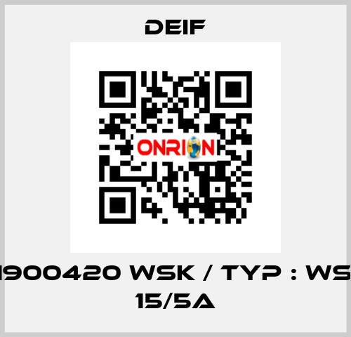 2961900420 WSK / Typ : WSK 30 15/5A Deif