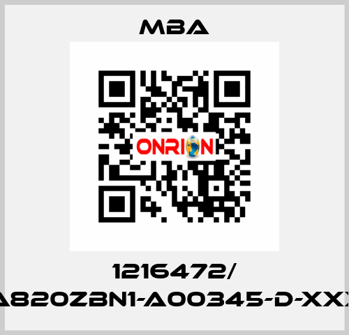 1216472/ MBA820ZBN1-A00345-D-XXXXX MBA