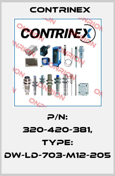 p/n: 320-420-381, Type: DW-LD-703-M12-205 Contrinex