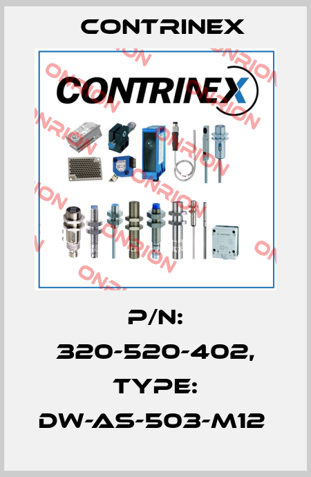 P/N: 320-520-402, Type: DW-AS-503-M12  Contrinex