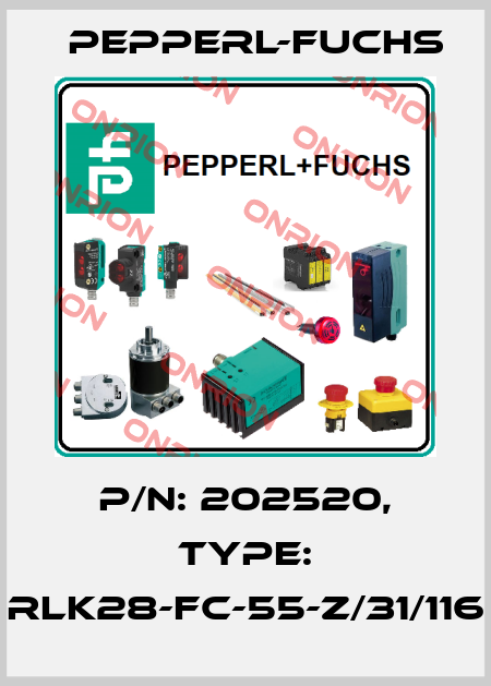 p/n: 202520, Type: RLK28-FC-55-Z/31/116 Pepperl-Fuchs