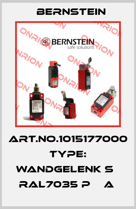 Art.No.1015177000 Type: WANDGELENK S    RAL7035 P    A  Bernstein