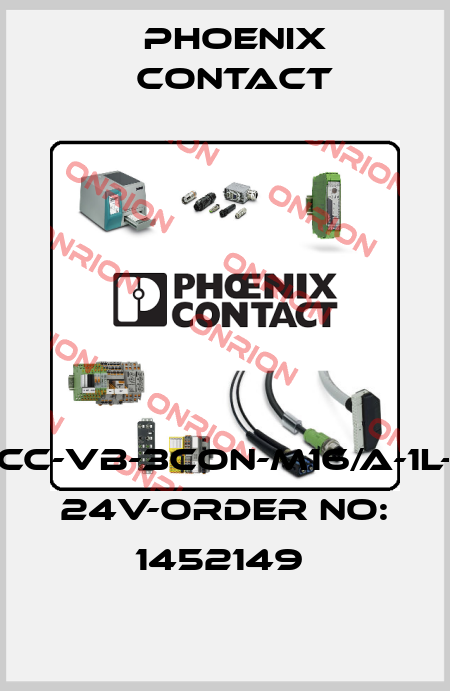 SACC-VB-3CON-M16/A-1L-SV 24V-ORDER NO: 1452149  Phoenix Contact