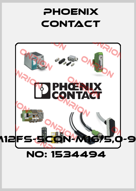 SACCBP-M12FS-5CON-M16/5,0-920-ORDER NO: 1534494  Phoenix Contact