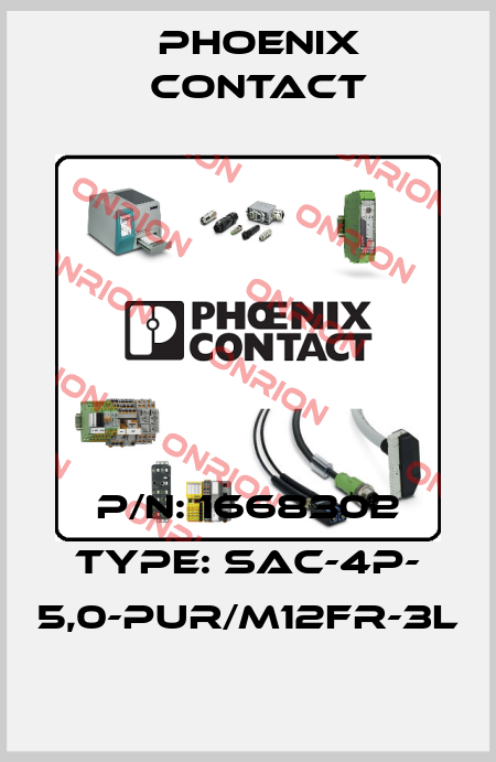 P/N: 1668302 Type: SAC-4P- 5,0-PUR/M12FR-3L Phoenix Contact