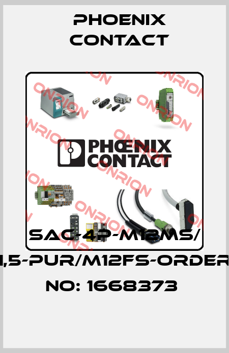SAC-4P-M12MS/ 1,5-PUR/M12FS-ORDER NO: 1668373  Phoenix Contact