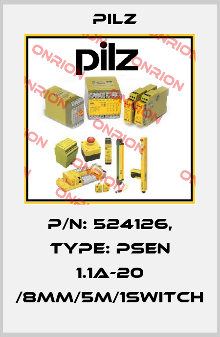 p/n: 524126, Type: PSEN 1.1a-20 /8mm/5m/1switch Pilz