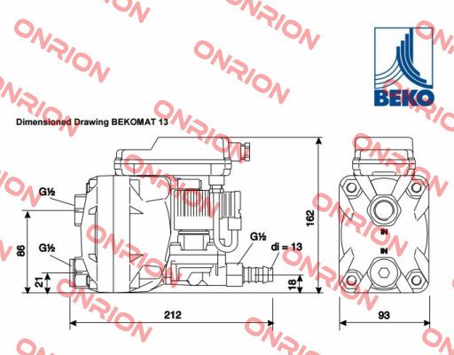 2000021  KA13A10A0 BEKOMAT 13, 230 VAC  Beko