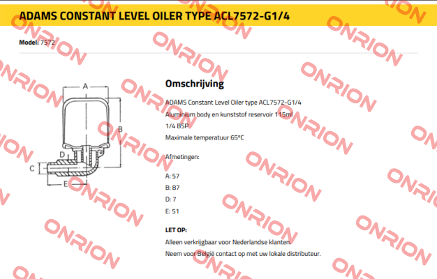ACL 7572 1/4" BSP-ZINK Adams Lube