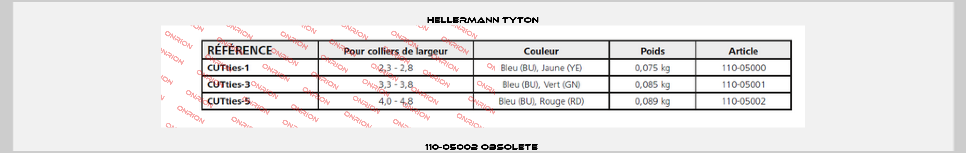 110-05002 obsolete  Hellermann Tyton