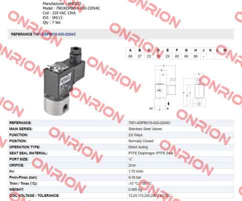 7901KDPB016-020-220VAC  Amisco