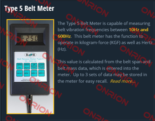 Type 5 optical belt meter Clavis