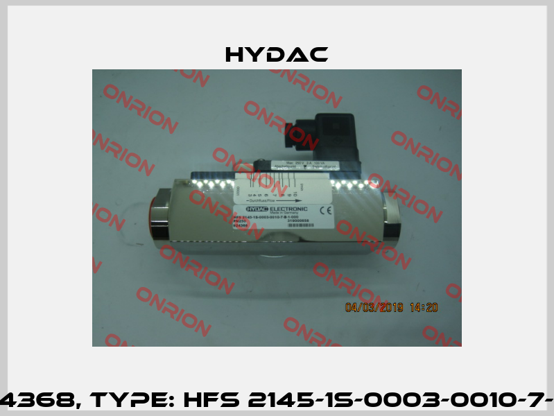 P/N: 924368, Type: HFS 2145-1S-0003-0010-7-B-1-000 Hydac