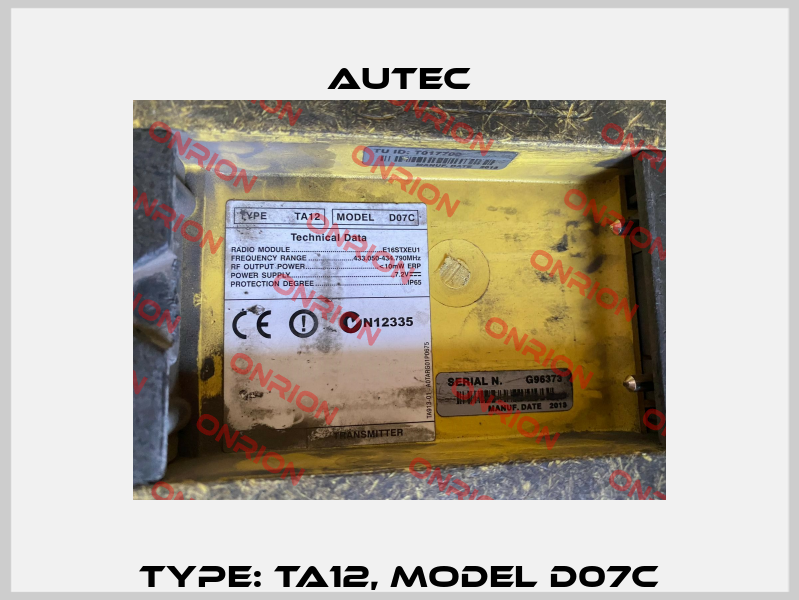 Type: TA12, Model D07C Autec