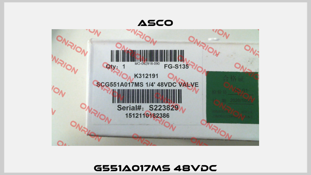 G551A017MS 48VDC Asco