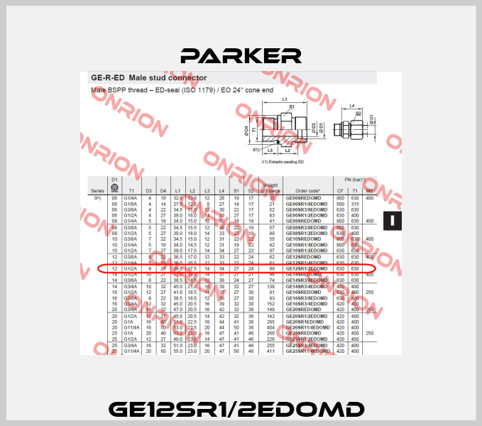 GE12SR1/2EDOMD  Parker