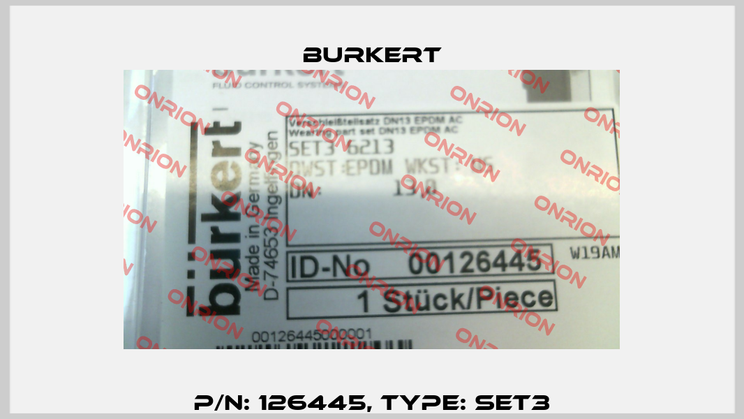 P/N: 126445, Type: SET3 Burkert