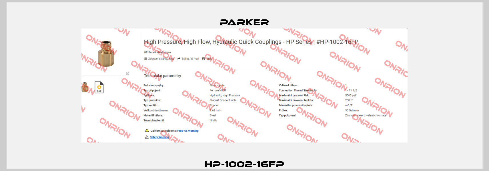 HP-1002-16FP Parker