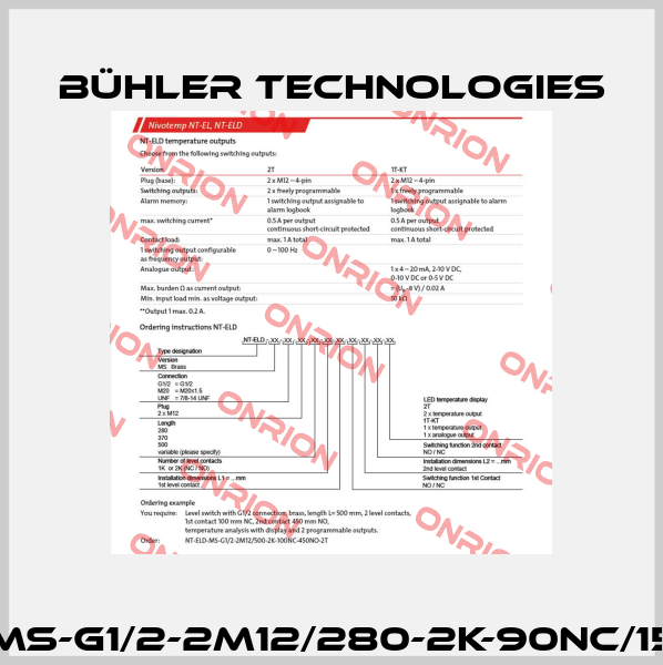 NT ELD-MS-G1/2-2M12/280-2K-90NC/150NO-2T Bühler Technologies
