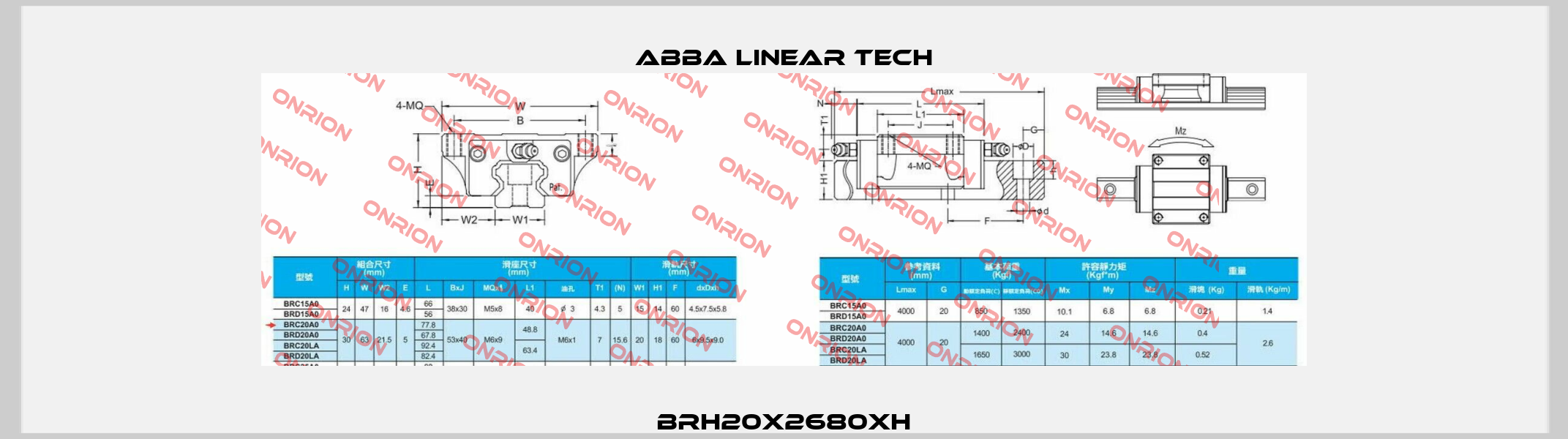 BRH20x2680xH ABBA Linear Tech